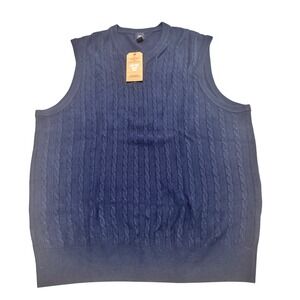 Dockers Sweater Vest Mens XL Navy Blue Cable Knit V-Neck Easy Care Comfort Touch